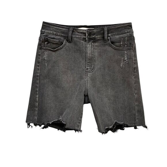 KanCan Shorts Womens 7 Black Colt High Rise Mid Thigh Cut Off Bermuda Denim Jean - Picture 1 of 9
